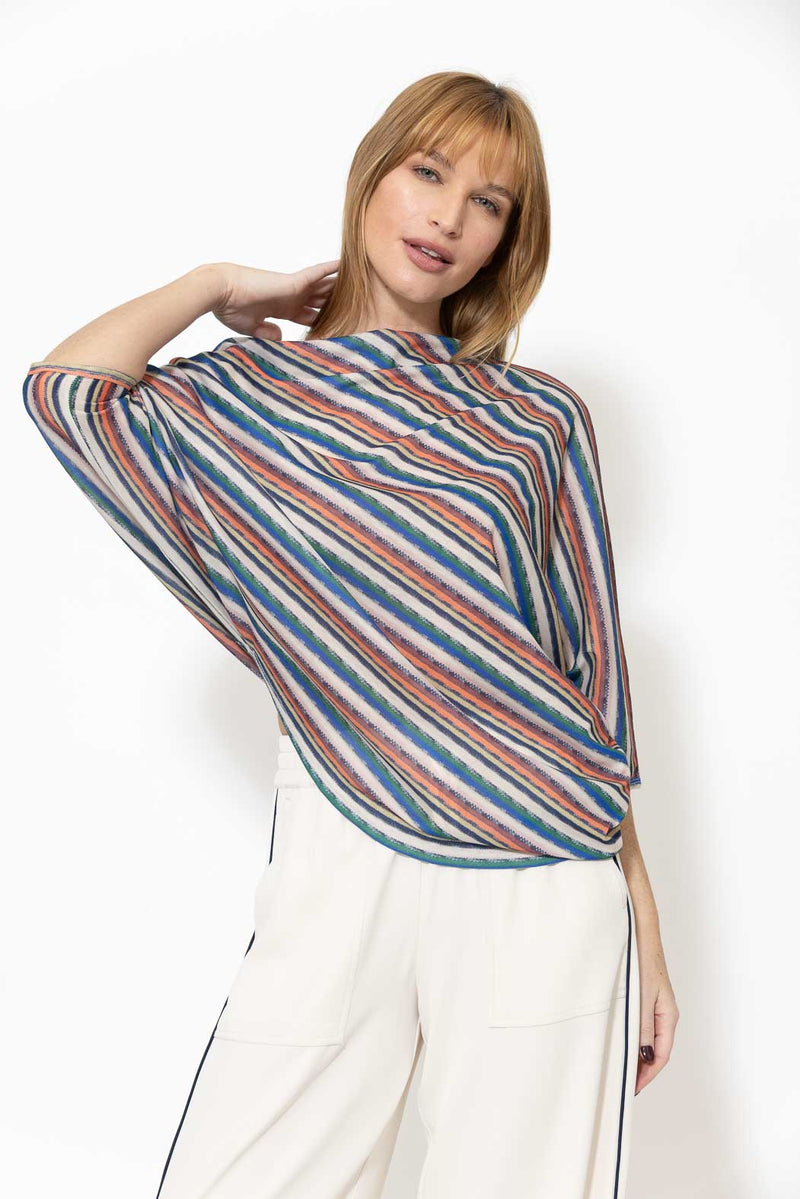 Orange Stripe Drape Top
