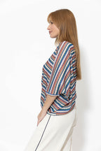 Orange Stripe Drape Top
