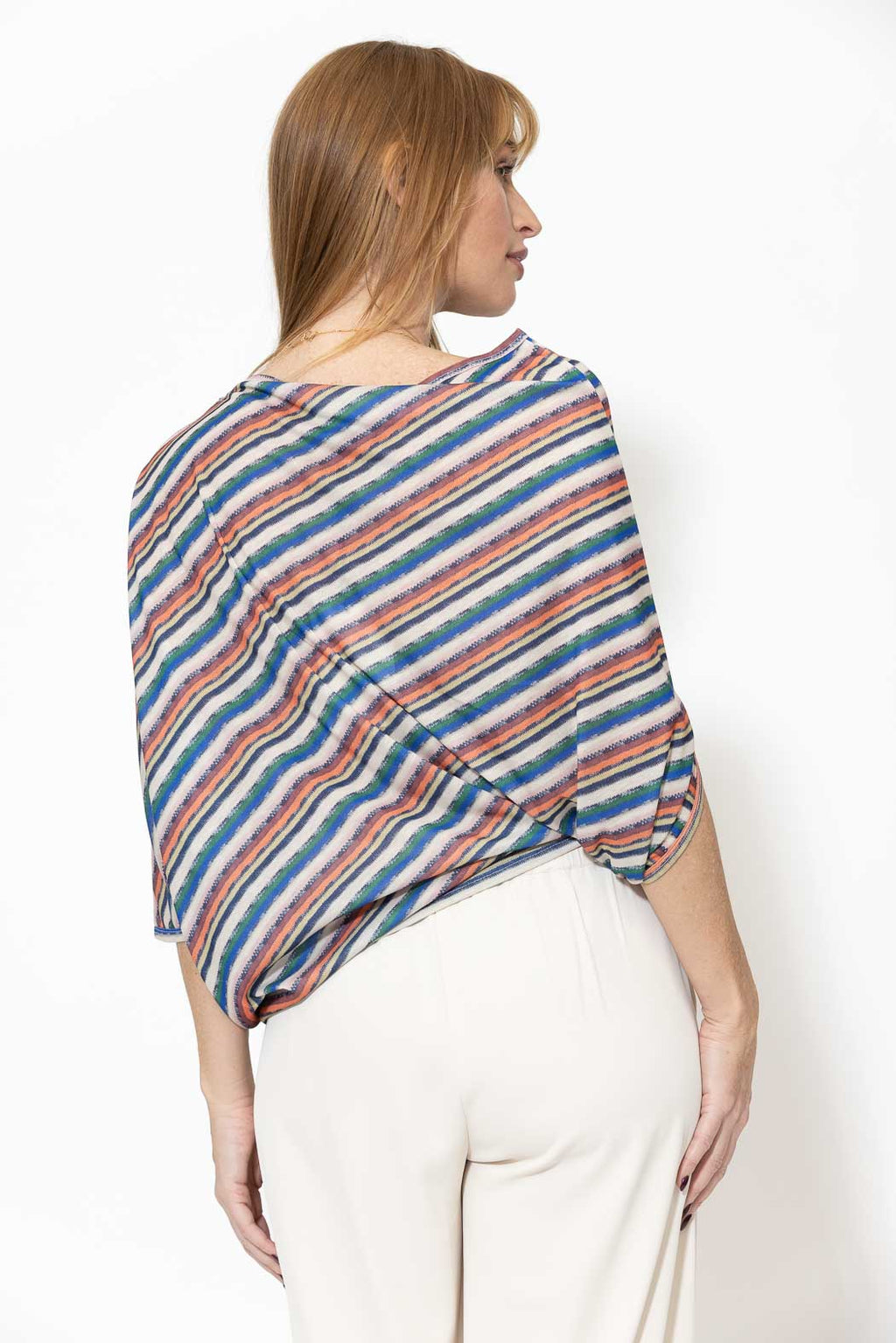 Orange Stripe Drape Top