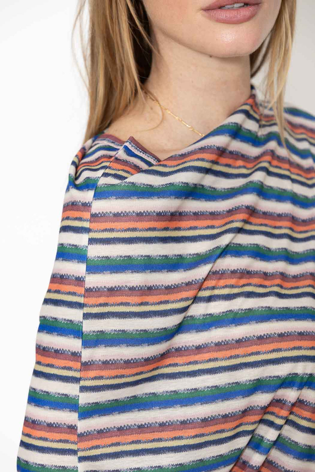 Orange Stripe Drape Top