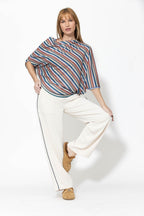 Orange Stripe Drape Top