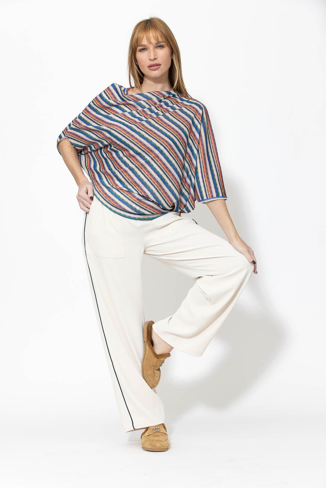 Orange Stripe Drape Top