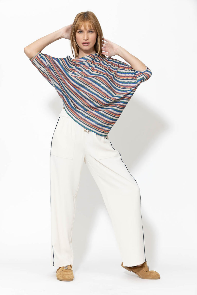 Orange Stripe Drape Top