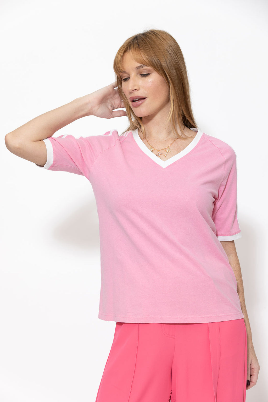 Pink Washed Cotton Rugby T-Shirt