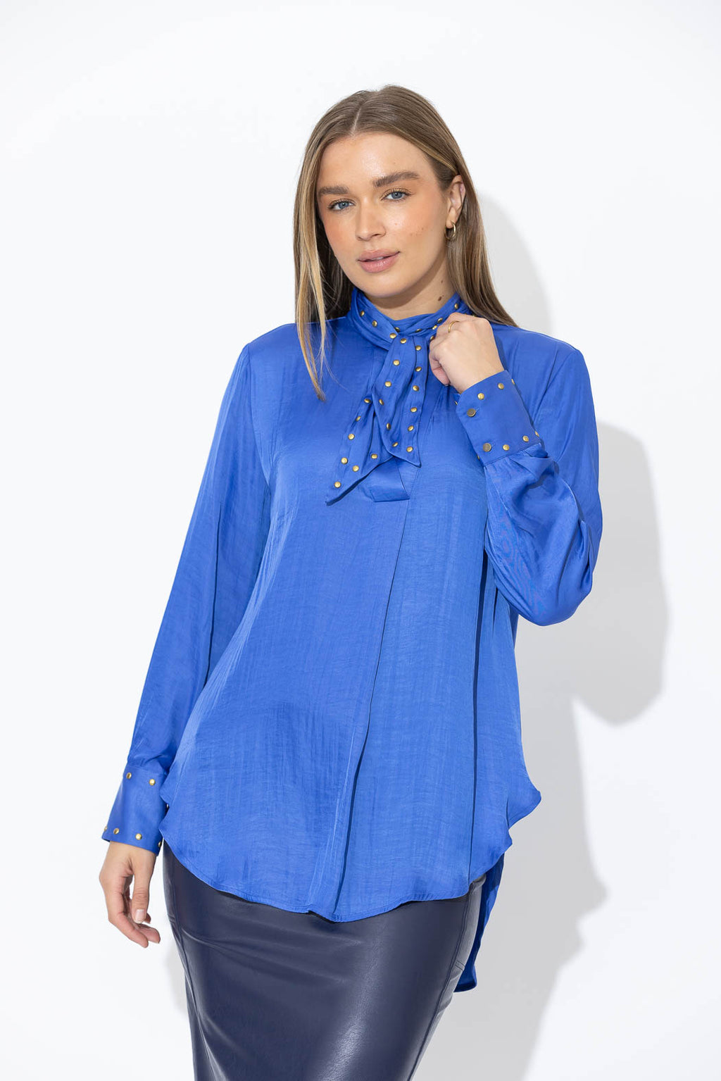 Cobalt Glow Stud Blogger Shirt