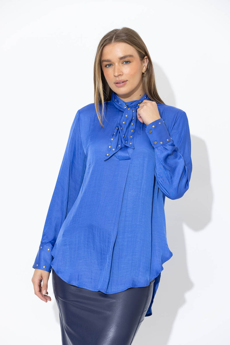 Cobalt Glow Stud Blogger Shirt