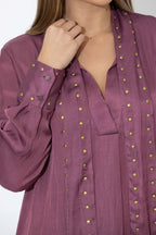 Deep Rose Glow Stud Blogger Shirt