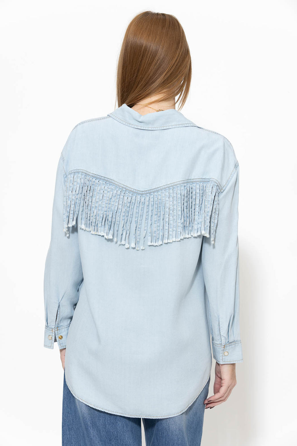 Light Denim Tencel Fringed Shirt
