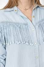 Light Denim Tencel Fringed Shirt