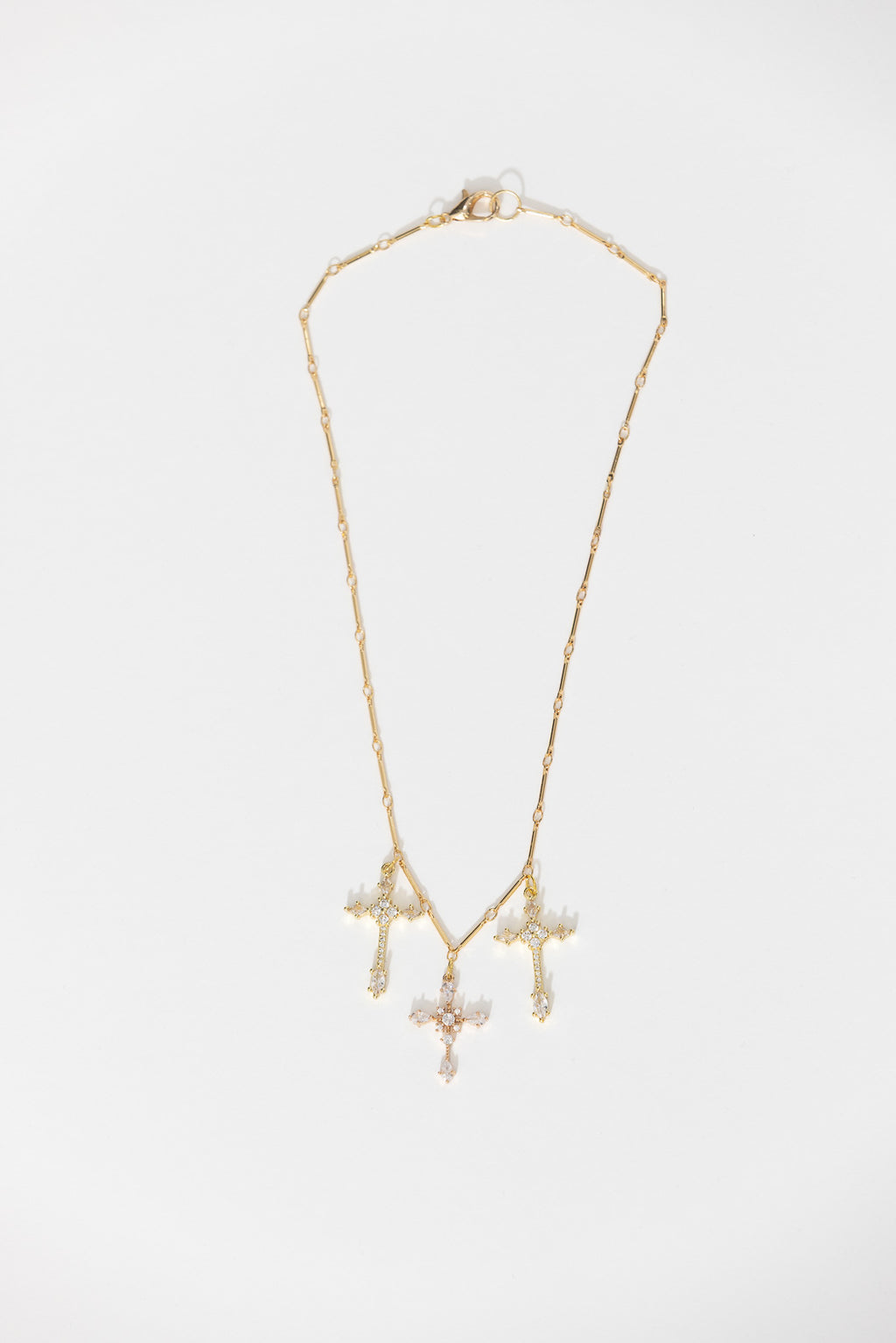 Gold Plated Triple Cross Necklace