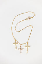 Gold Plated Triple Cross Necklace