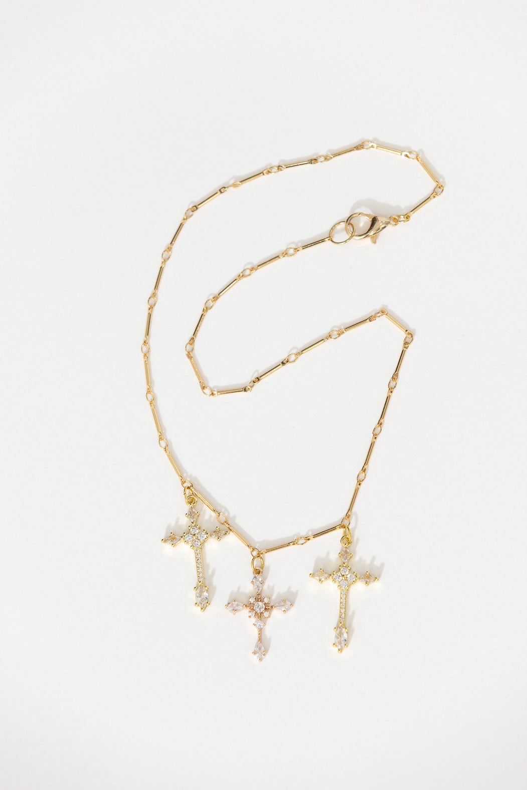 Gold Plated Triple Cross Necklace
