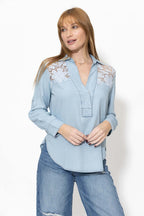 Light Denim & Lace Blogger Shirt