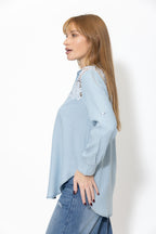 Light Denim & Lace Blogger Shirt