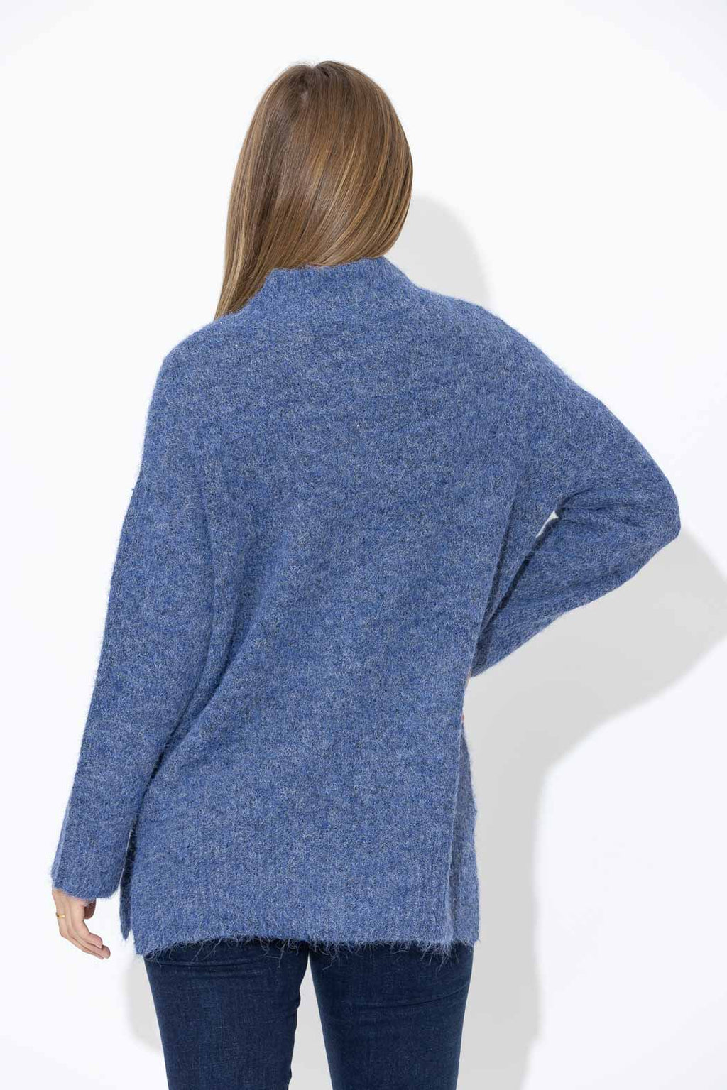 Navy Fluffy Front Seam Tunic