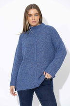 Navy Fluffy Front Seam Tunic