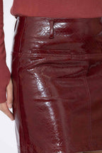 Burgundy Faux Leather Mini Skirt