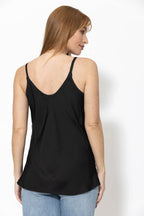 Black Silky Bias V Neck Cami
