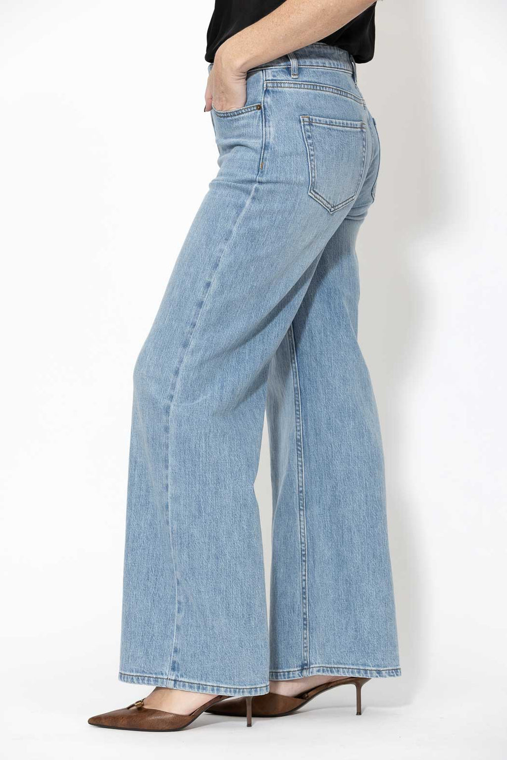 Light Denim Stretch Wide Leg Jean