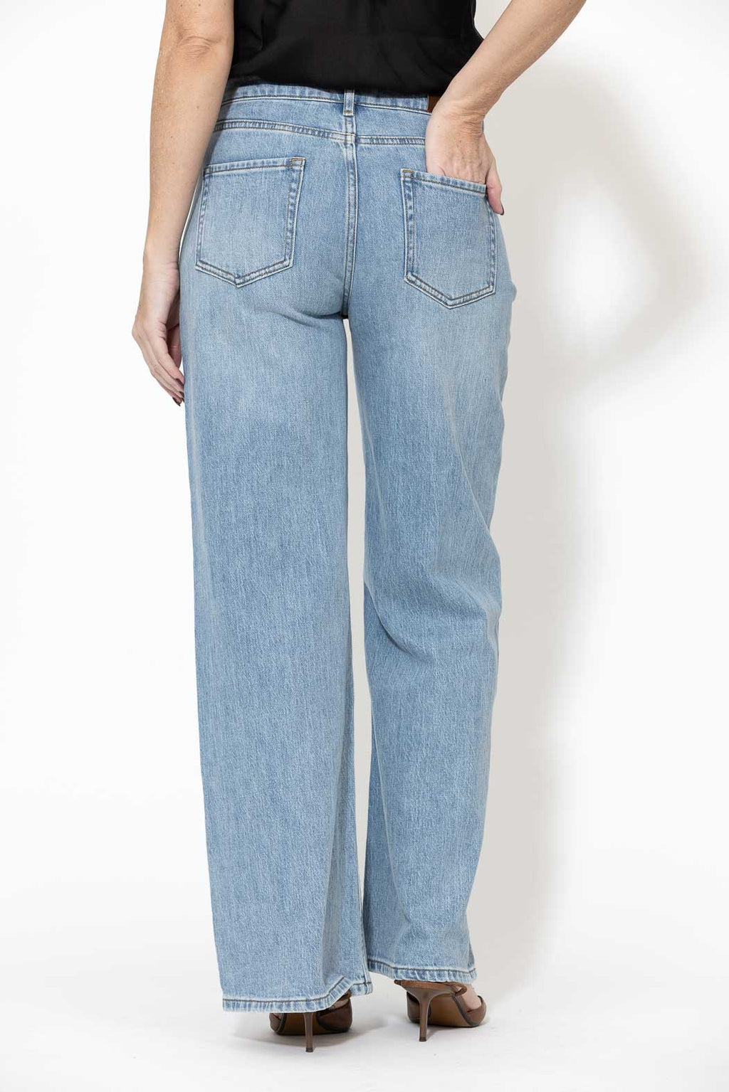 Light Denim Stretch Wide Leg Jean