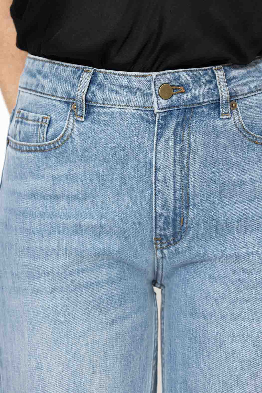Light Denim Stretch Wide Leg Jean