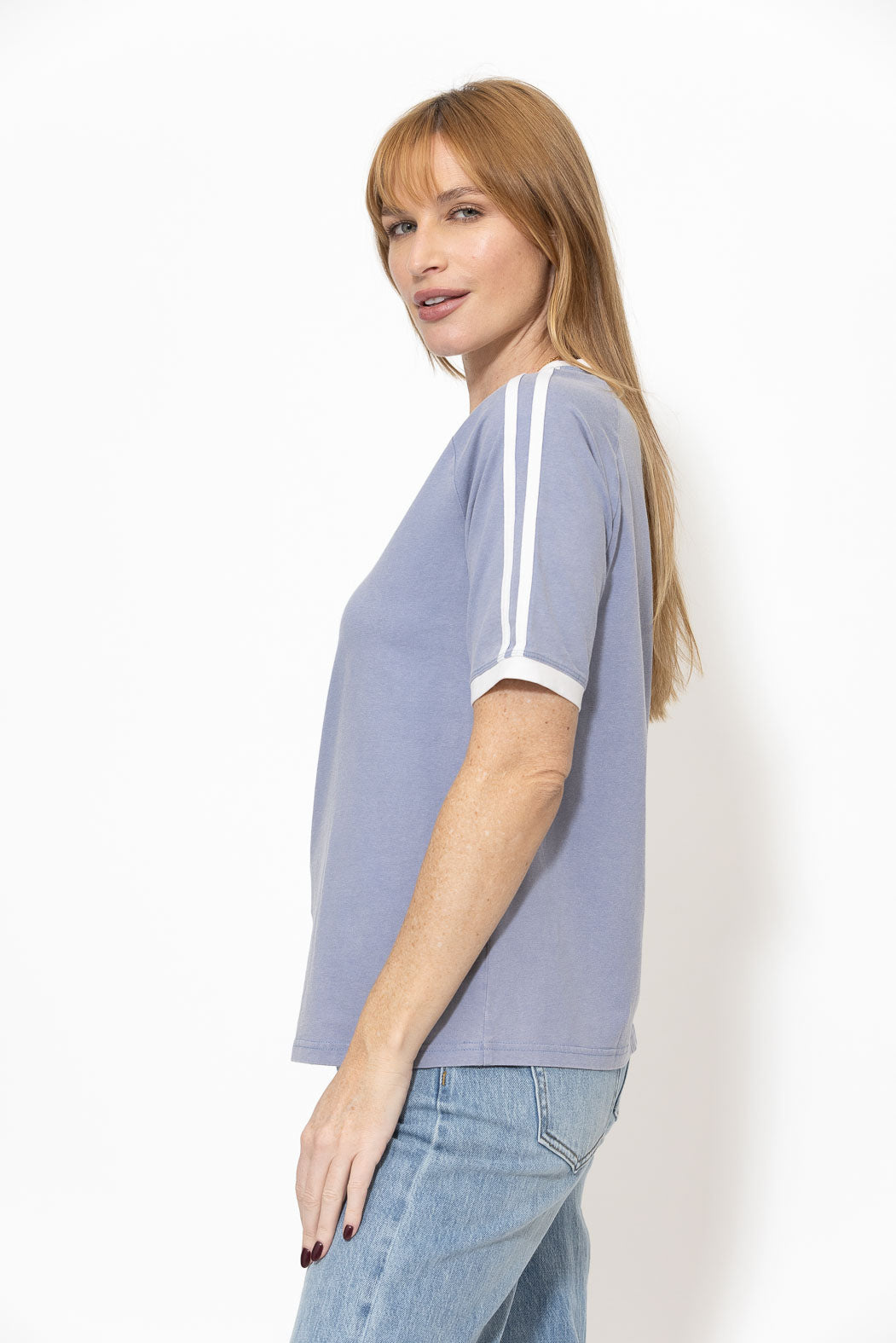 Blue Washed Cotton Rugby T-Shirt