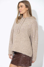 Taupe Fluffy Hooded Jumper