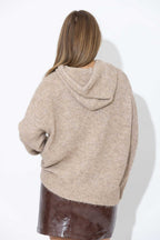 Taupe Fluffy Hooded Jumper