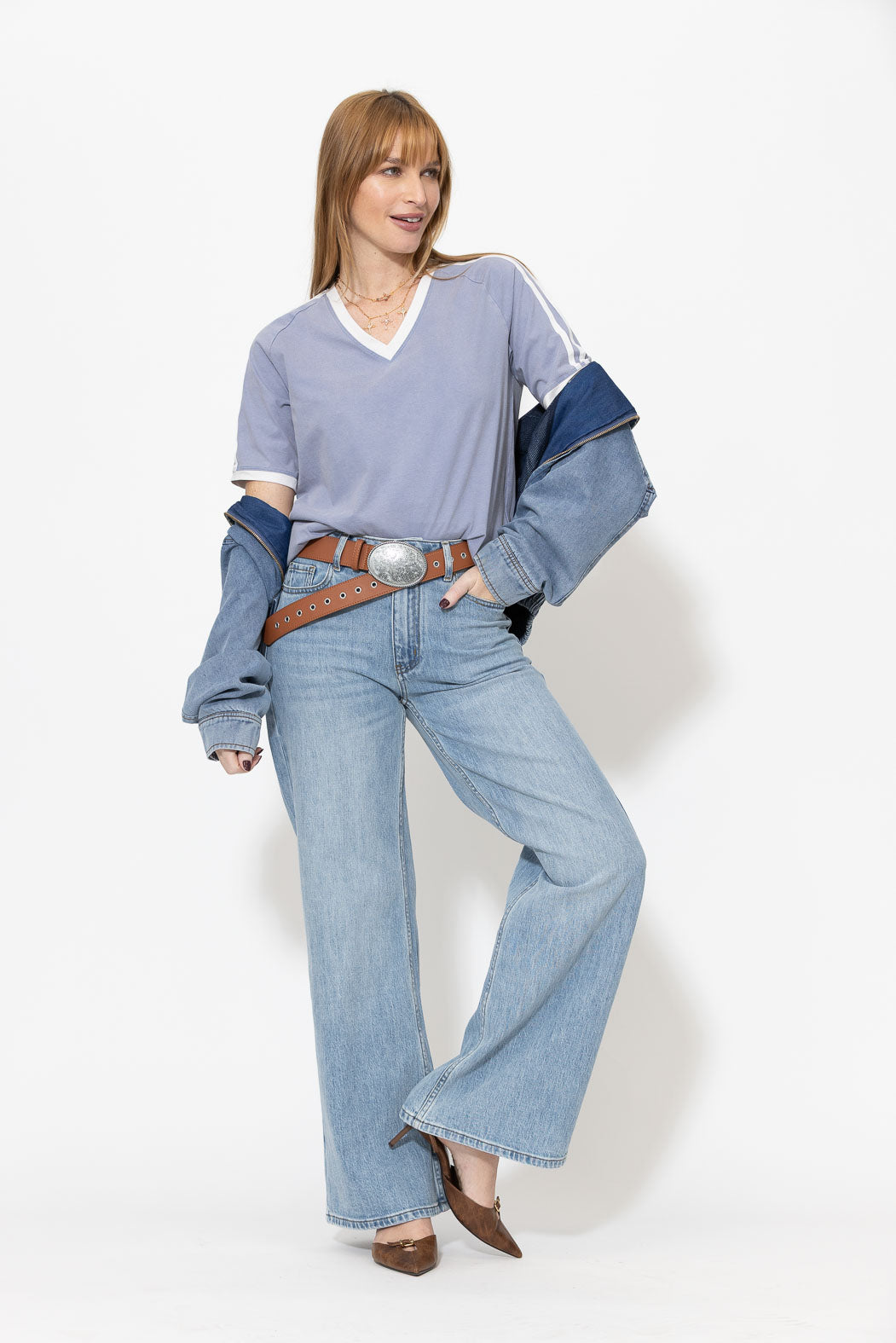 Blue Washed Cotton Rugby T-Shirt