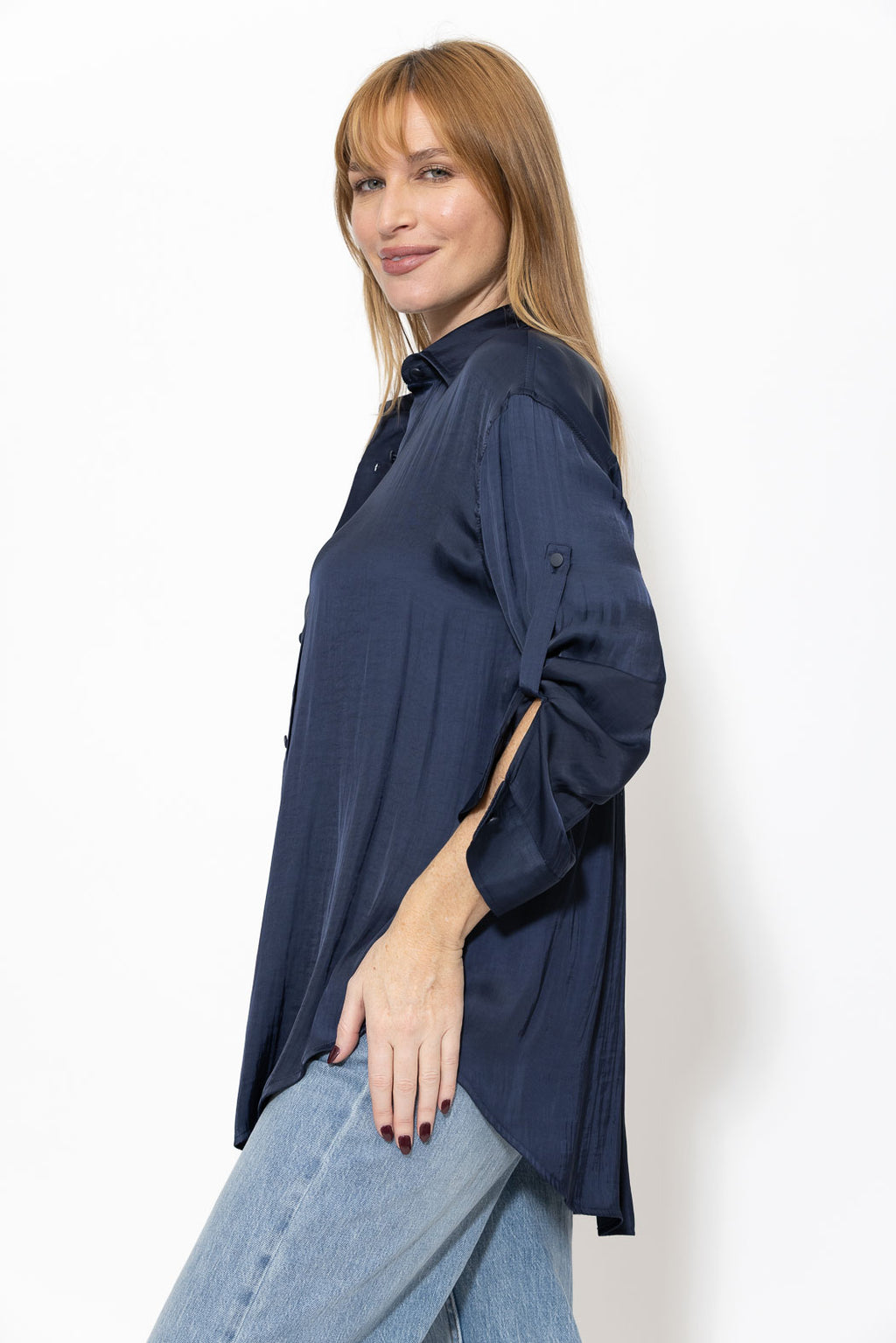 Navy Glow Boyfriend Shirt