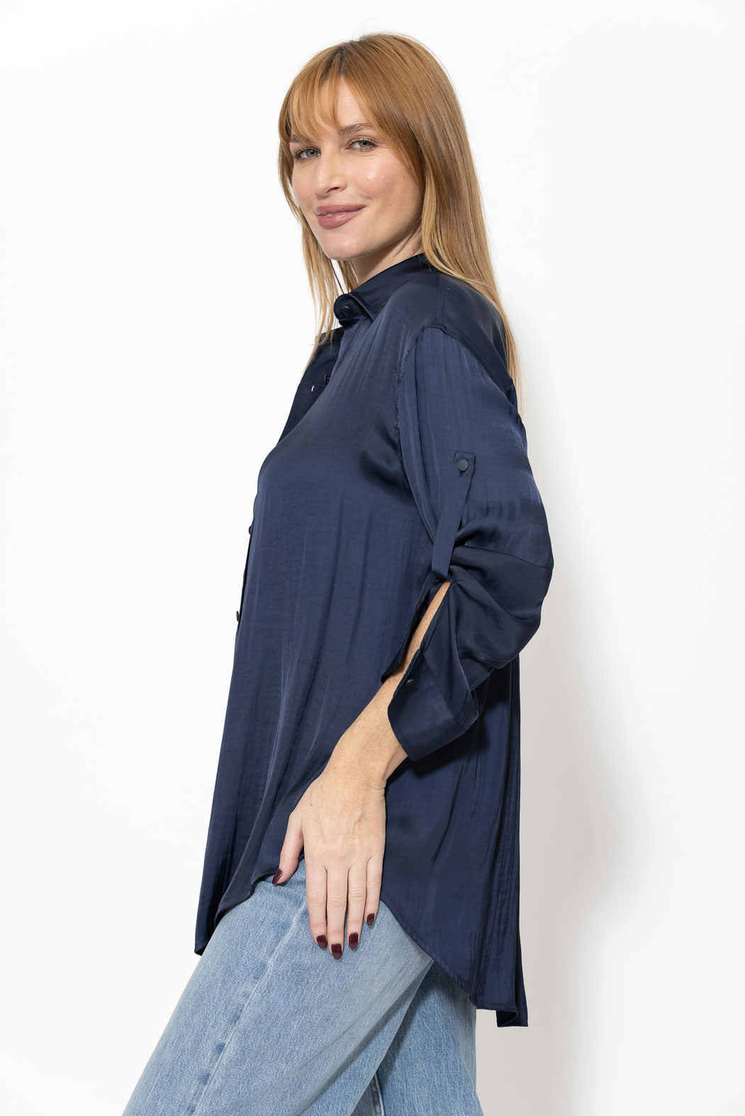 Navy Glow Boyfriend Shirt