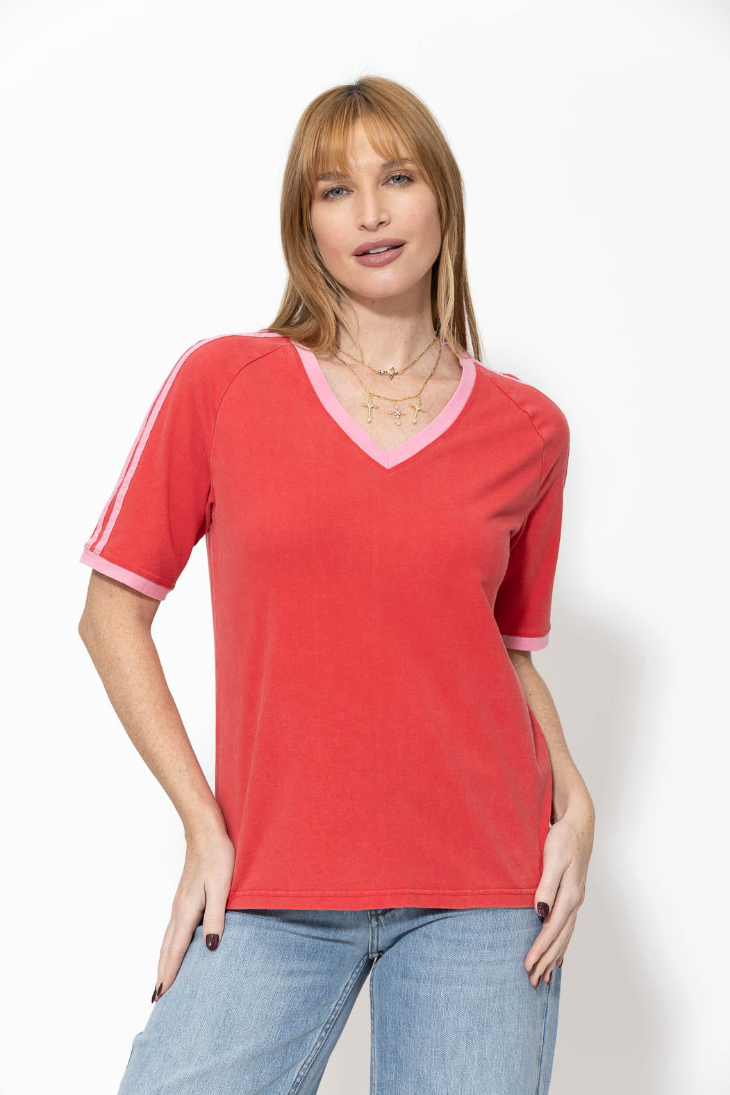 Red Washed Cotton Rugby T-Shirt
