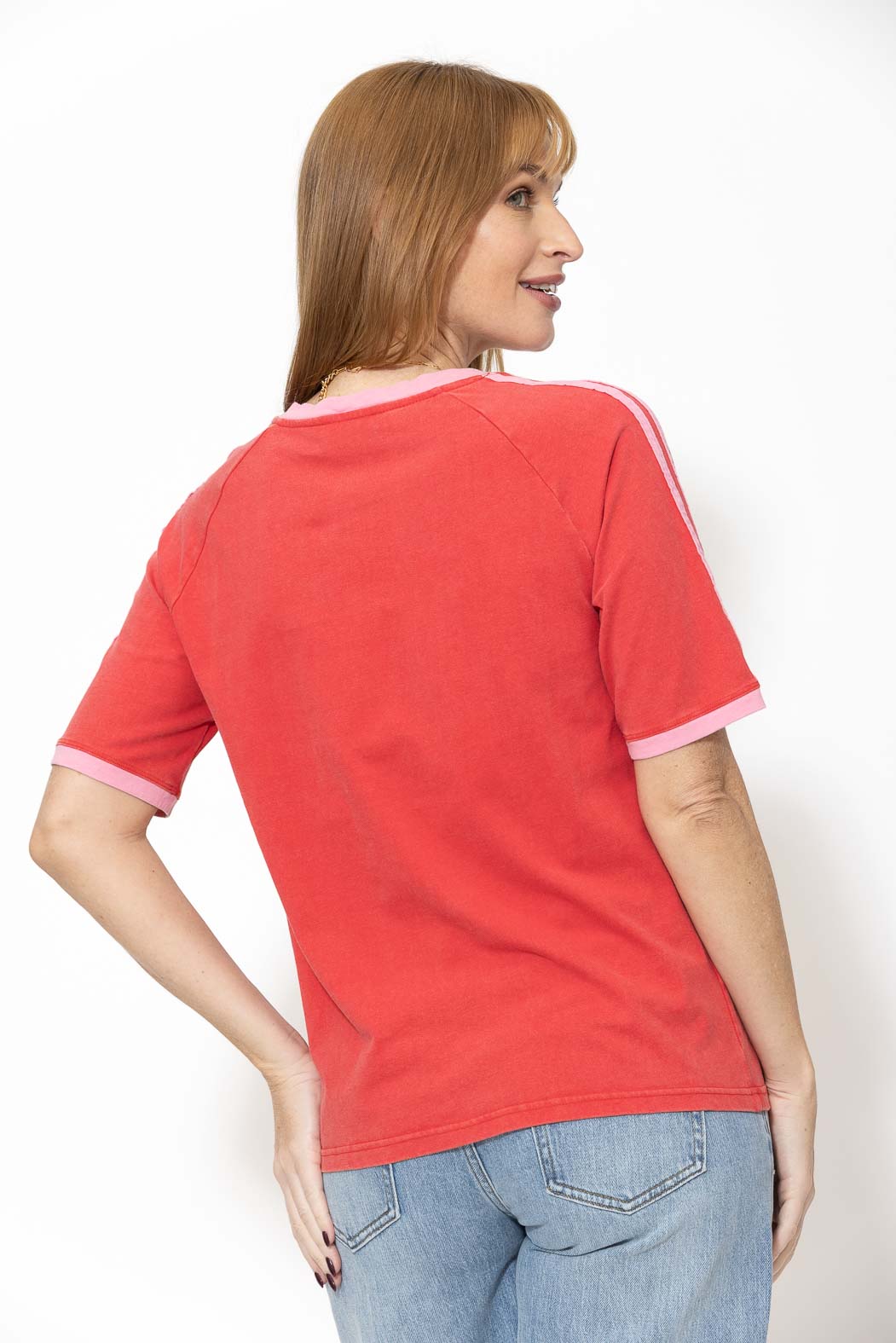 Red Washed Cotton Rugby T-Shirt