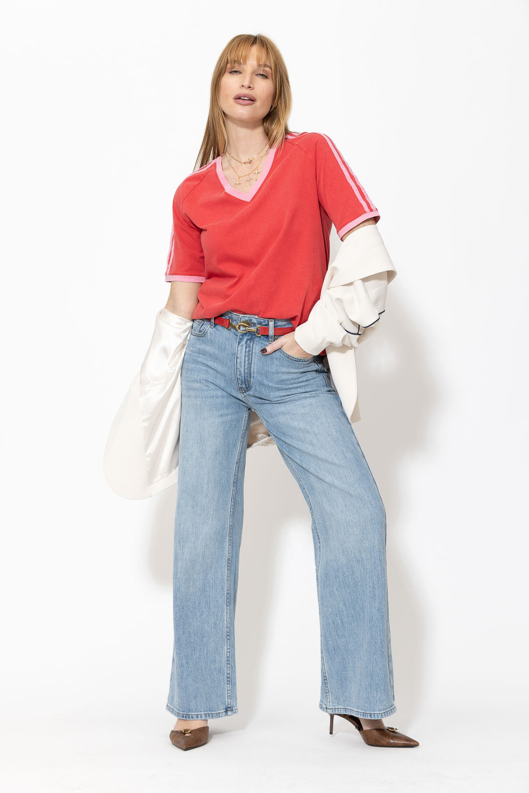 Red Washed Cotton Rugby T-Shirt