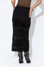 Black Ponte Lace Skirt