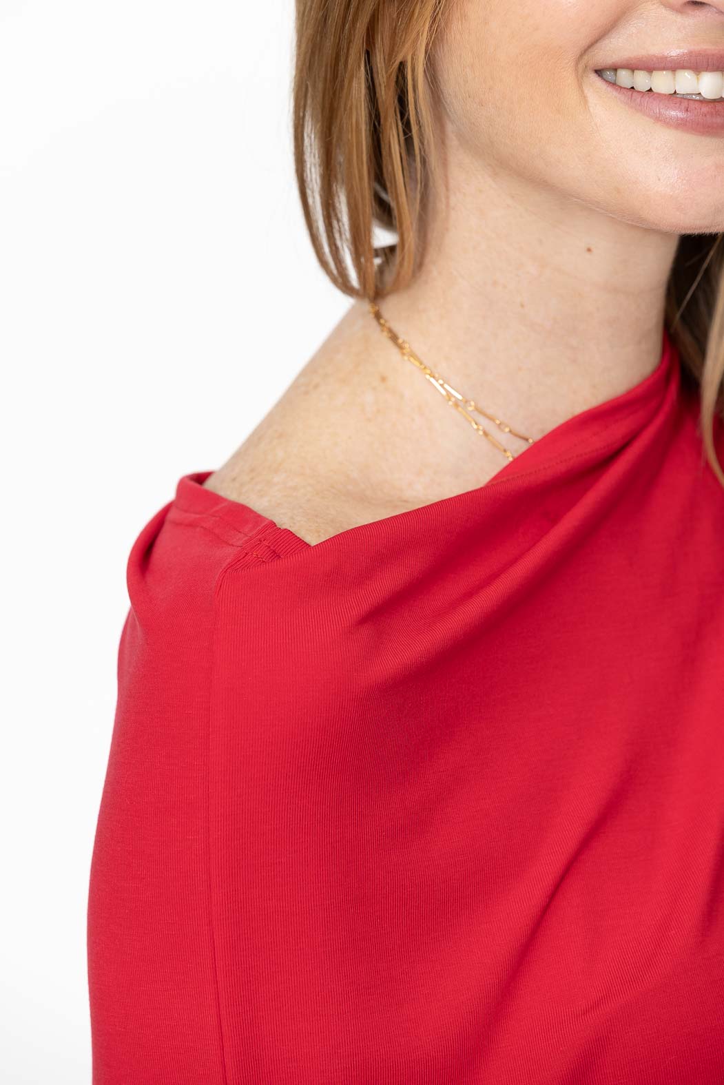 Crimson Tencel Drape Top