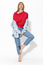 Crimson Tencel Drape Top