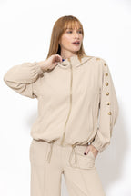 Beige Euro Stud Hood Jacket