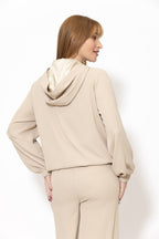 Beige Euro Stud Hood Jacket