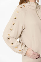 Beige Euro Stud Hood Jacket