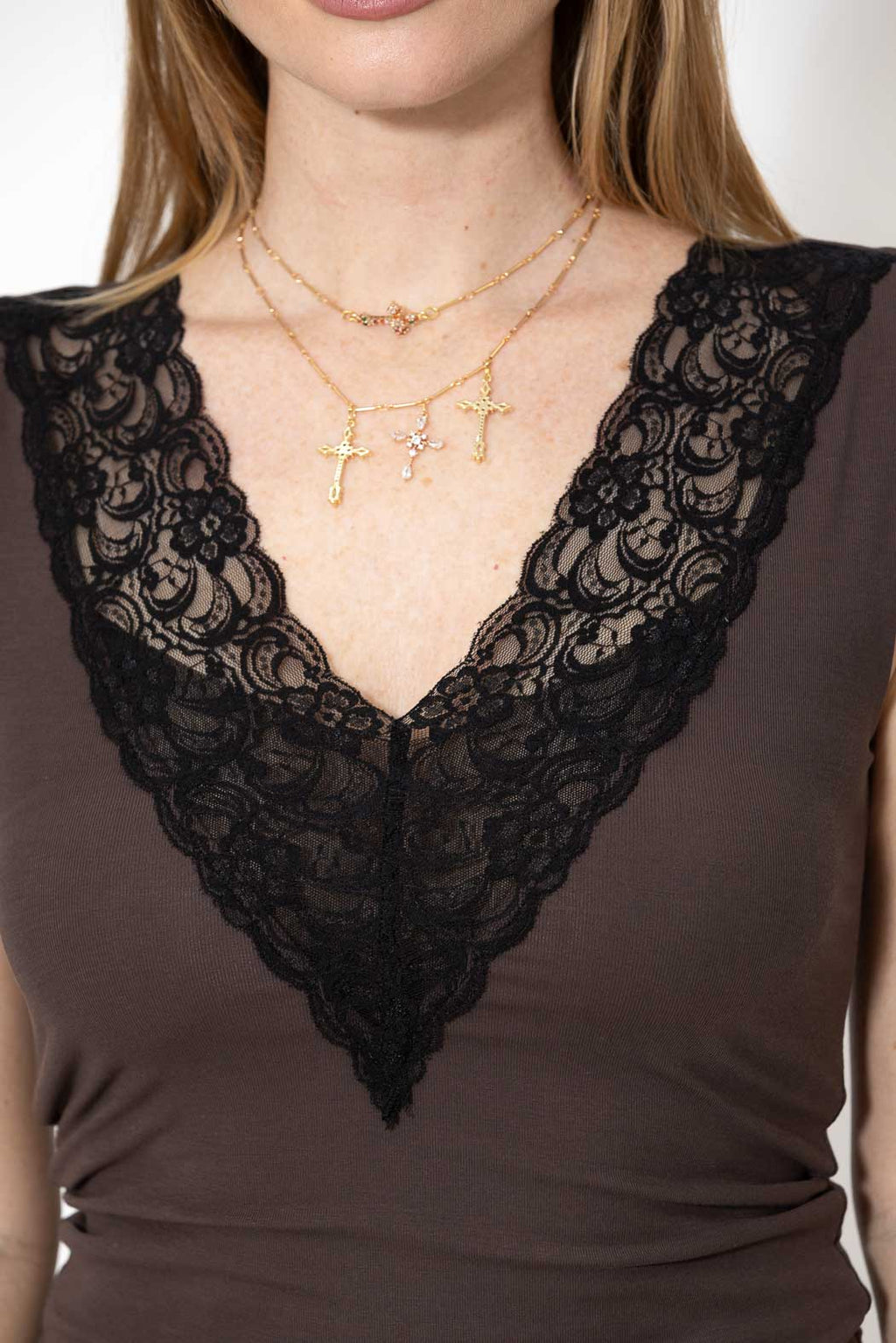 Chocolate Tencel Lace Cami