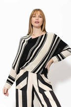 Black/White Knit Drape Top