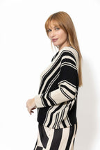 Black/White Knit Drape Top