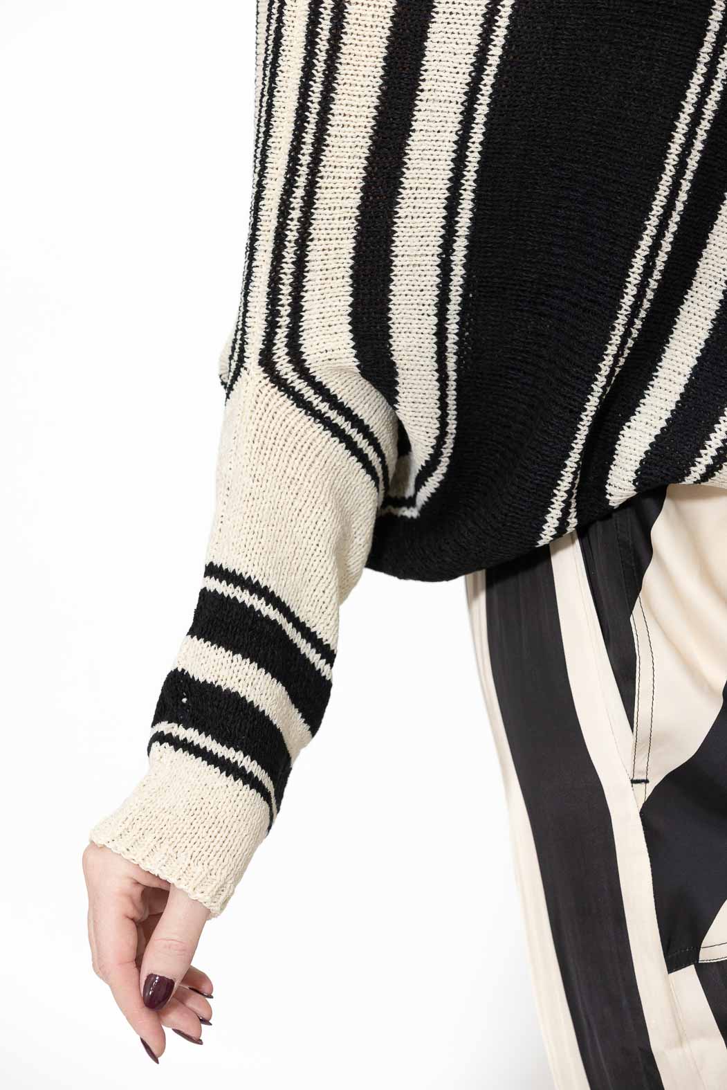 Black/White Knit Drape Top
