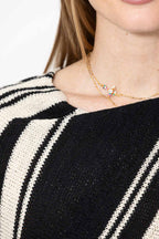 Black/White Knit Drape Top