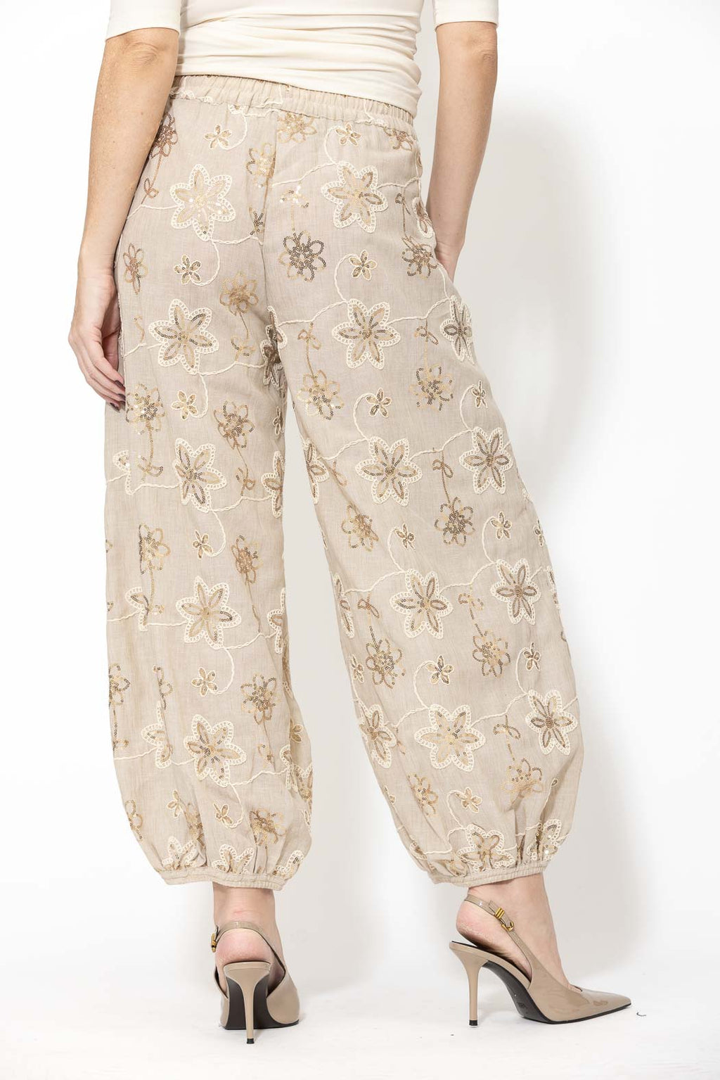 Sequin Embroidered Balloon Pant