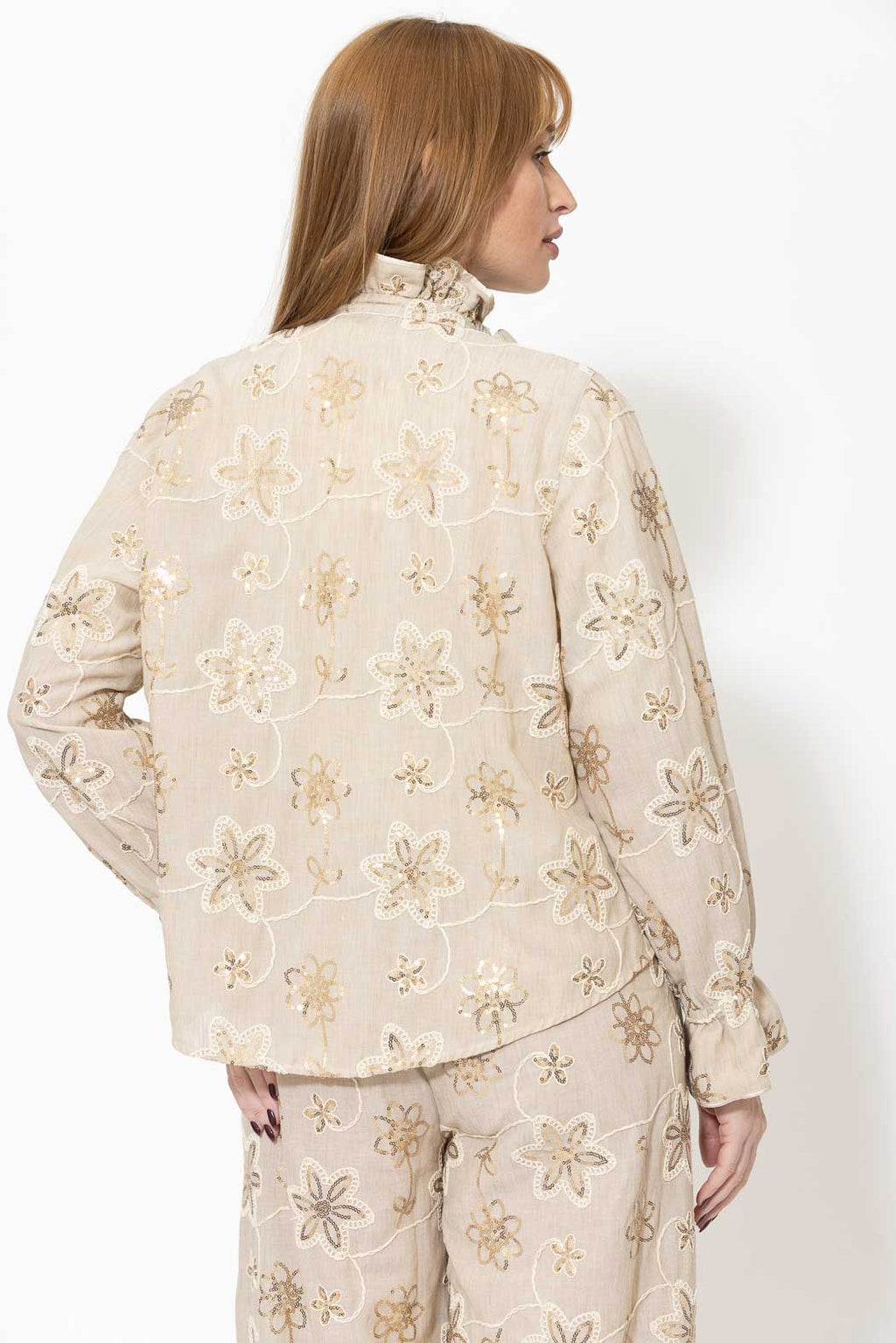 Sequin Embroidered Frill Jacket