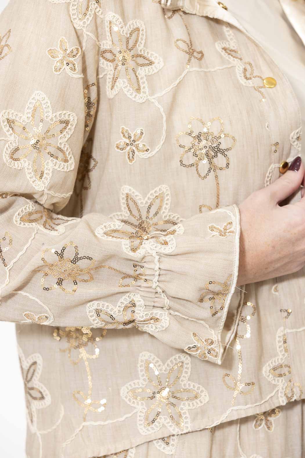 Sequin Embroidered Frill Jacket