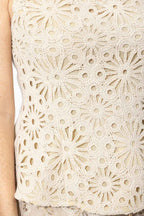 Ecru Crochet Flippy Top