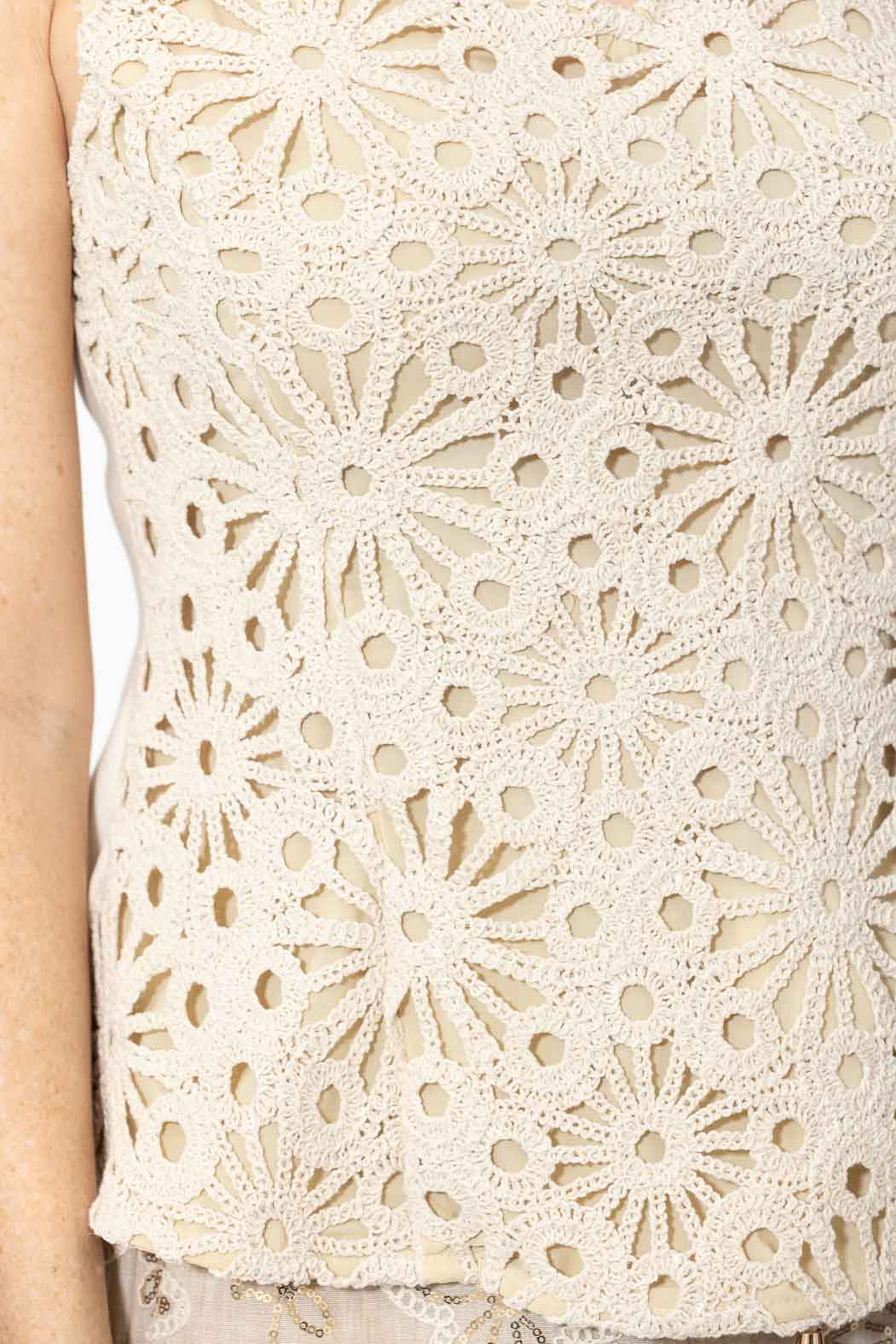 Ecru Crochet Flippy Top